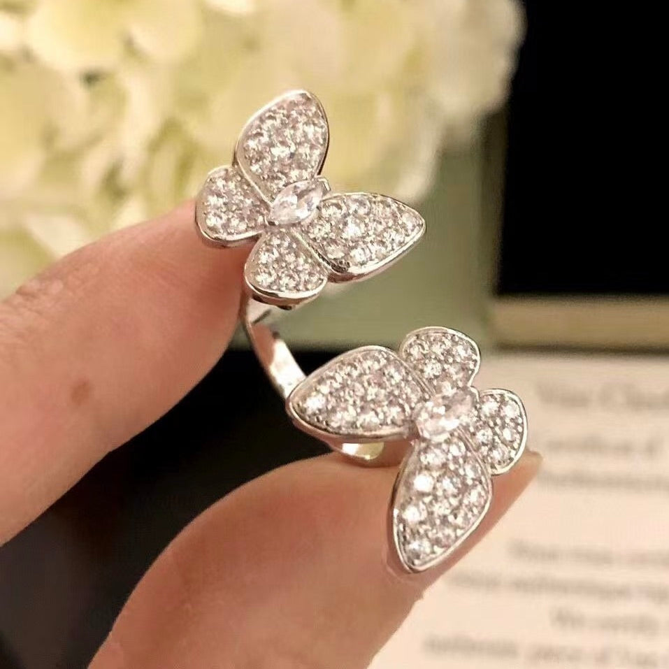 Aura ZWILLING SILBER SCHMETTERLING DIAMANT RING