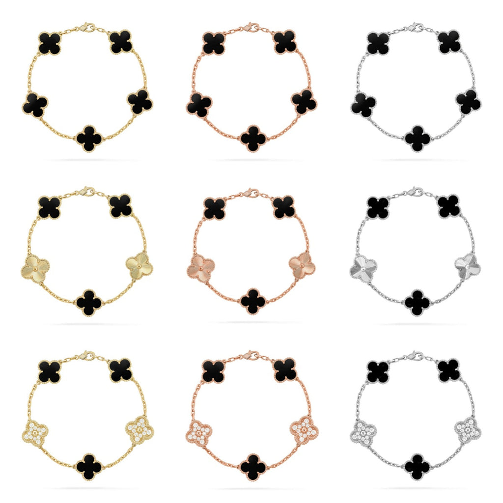 [Aura ]New CLOVER 5 MOTIF ONYXS BRACELET COLLECTION
