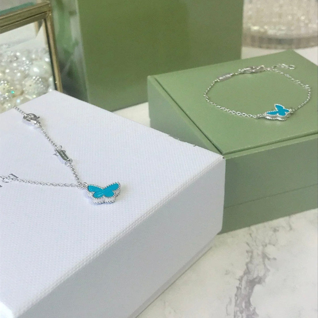 Aura BUTTERFLY TURQUOISE BUTTERFLY BRACELET SILVER