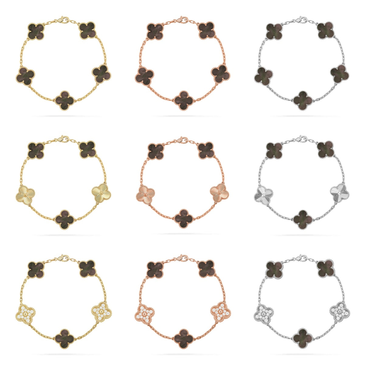 [Aura ]New CLOVER 5 MOTIF GRAY MOP BRACELET COLLECTION