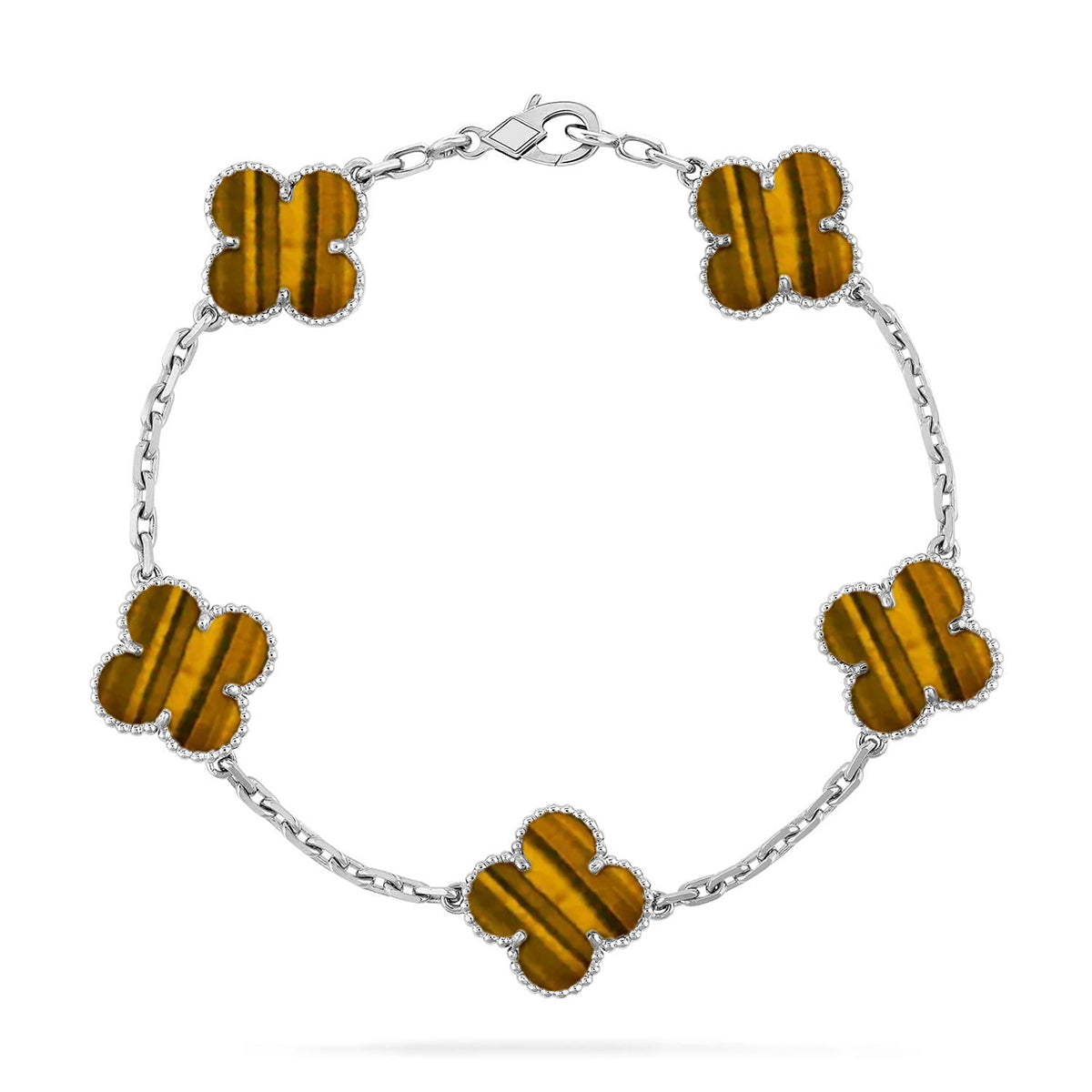 [Aura ]New  CLOVER 5 MOTIFS TIGER EYE BRACELET COLLECTION