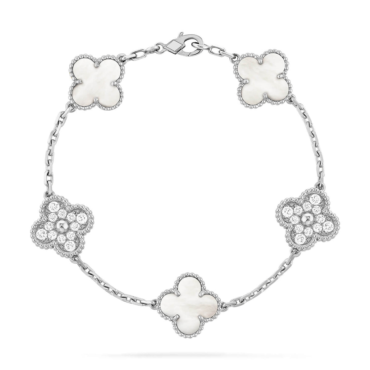 [Aura ]New CLOVER WHITE PEARL MOP 5 MOTIF BRACELET COLLECTION