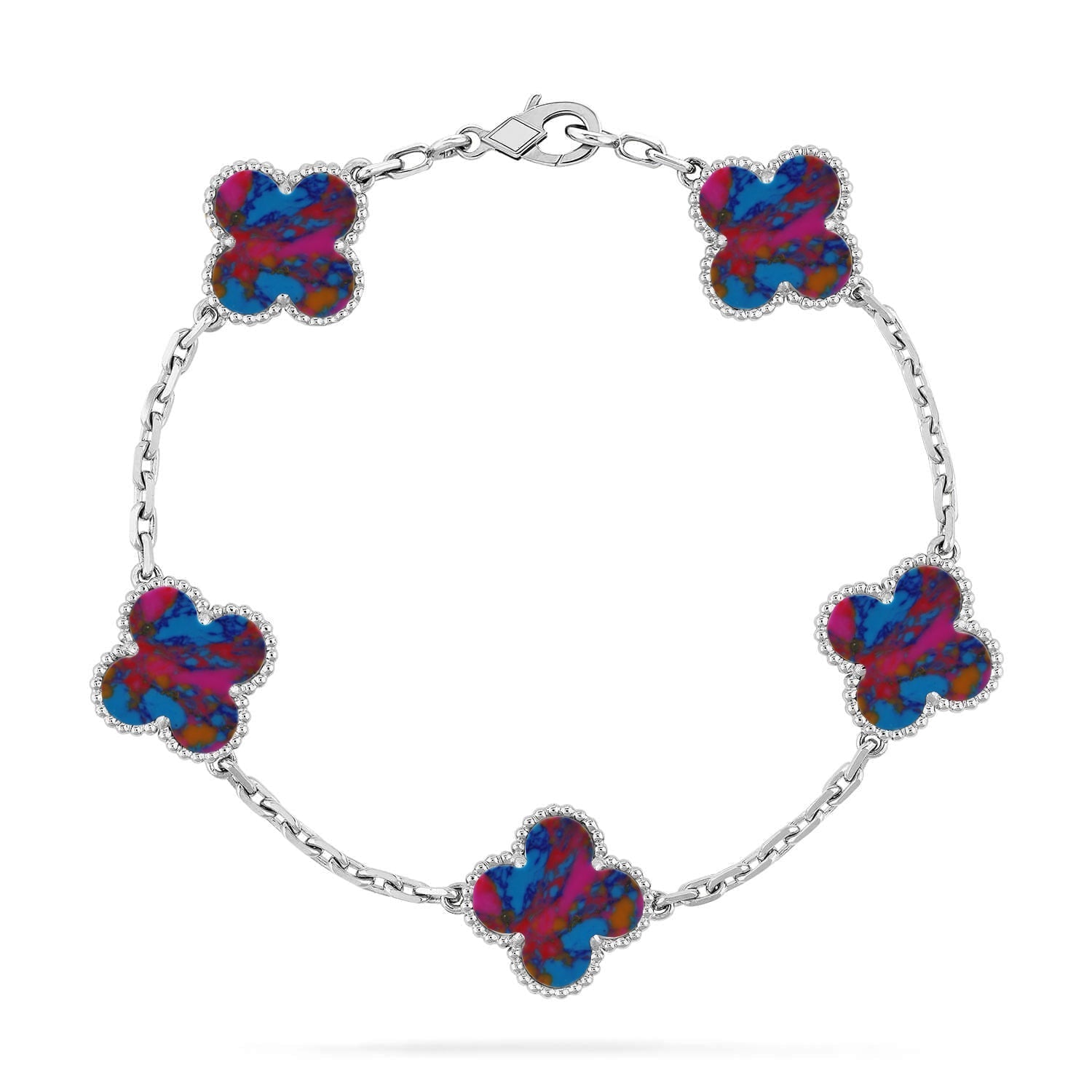 [Aura ]New CLOVER 5 MOTIF COLOR GEMSTONES BRACELET COLLECTION