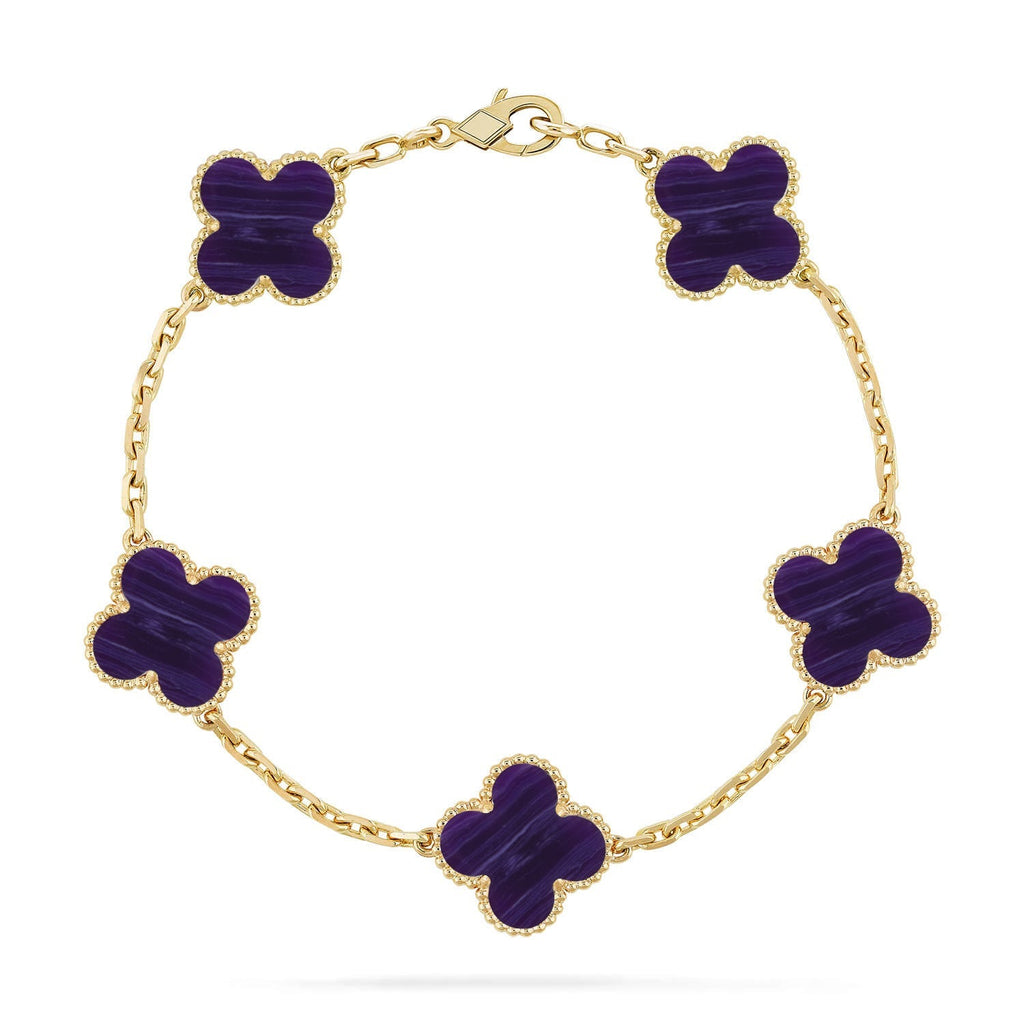 [Aura ]New CLOVER 5 MOTIF PURPLE STRIPES BRACELET COLLECTION