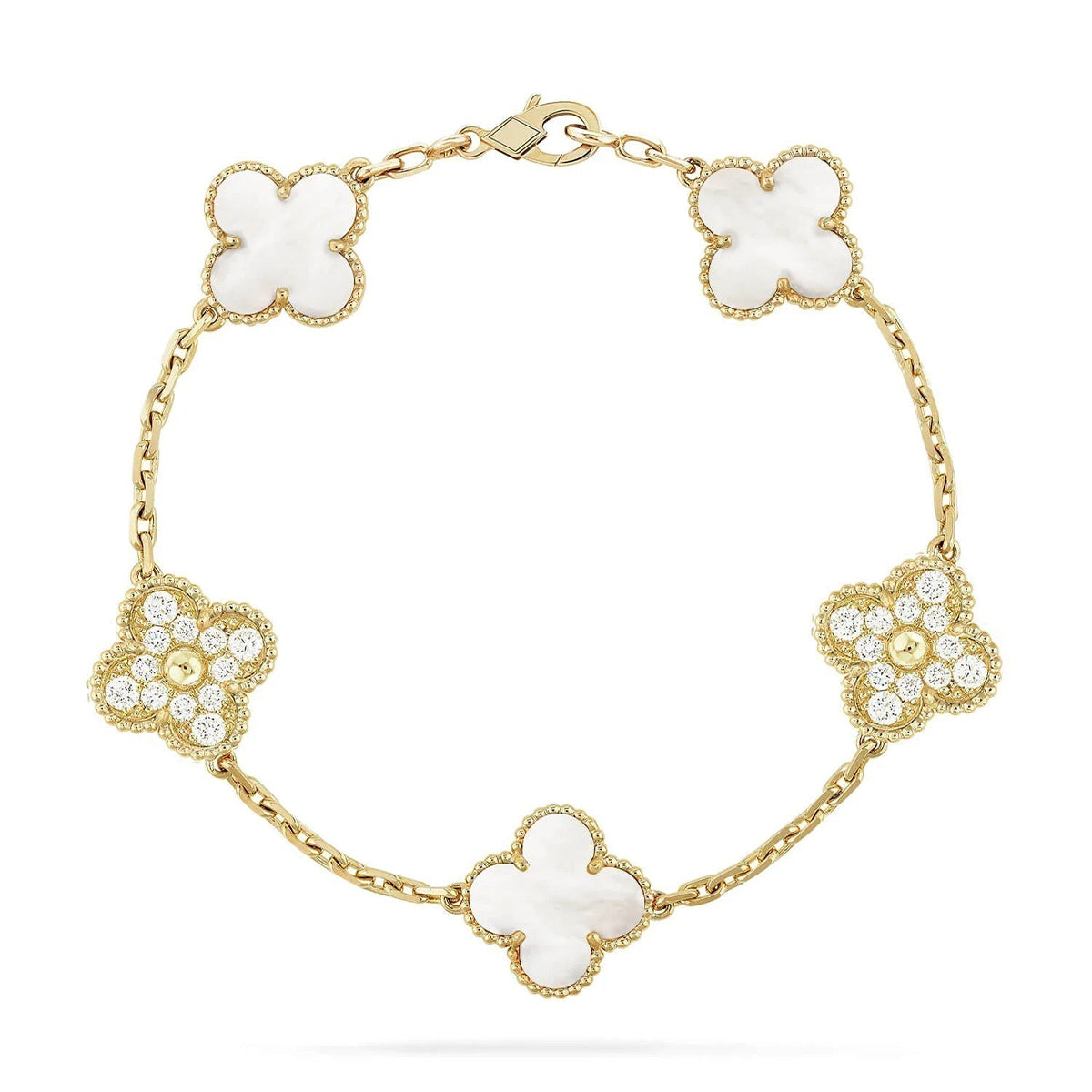 [Aura ]New CLOVER WHITE PEARL MOP 5 MOTIF BRACELET COLLECTION