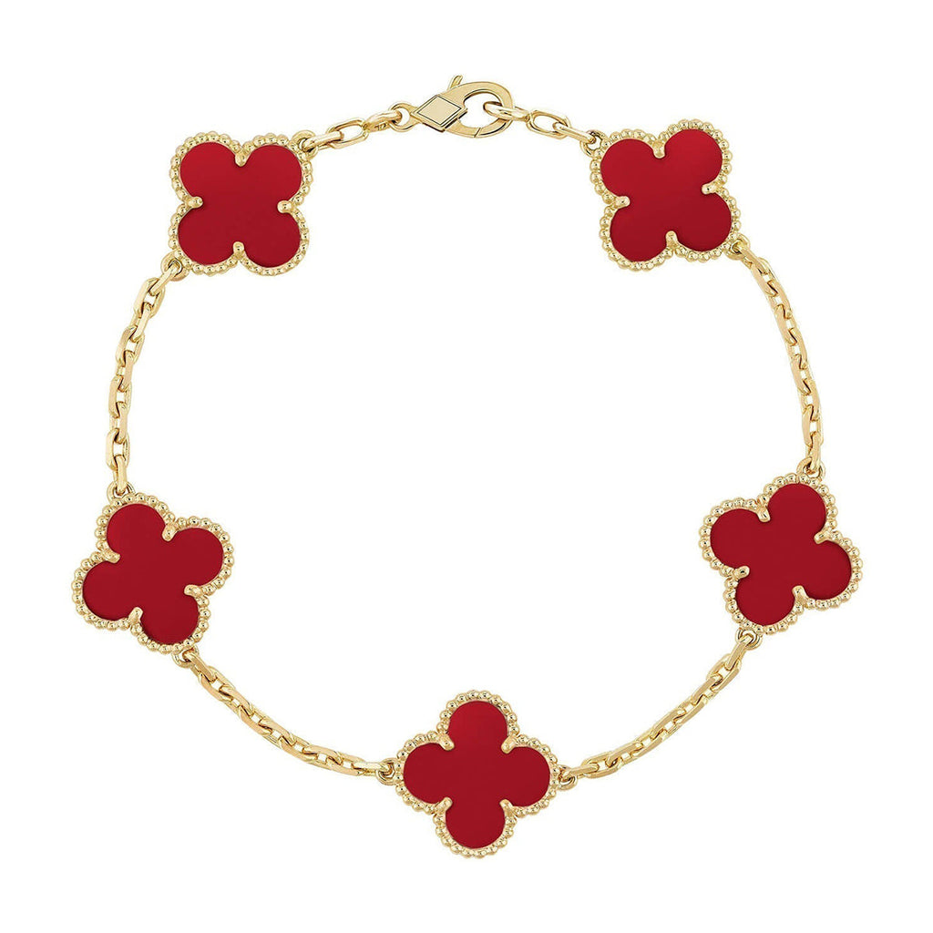 [Aura ]Neue Kollektion CLOVER 5 MOTIF ROTER CORNELIAN-ARMBÄNDER