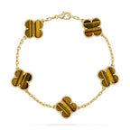 [Aura ]New  CLOVER 5 MOTIFS TIGER EYE BRACELET COLLECTION