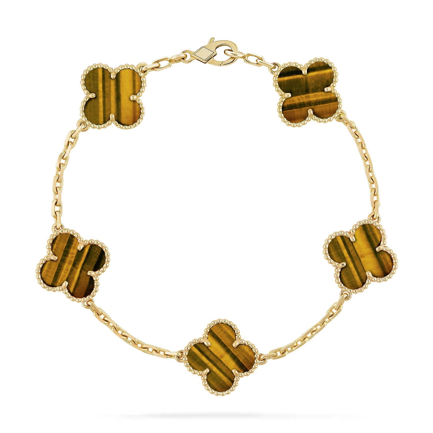 [Aura ]New  CLOVER 5 MOTIFS TIGER EYE BRACELET COLLECTION