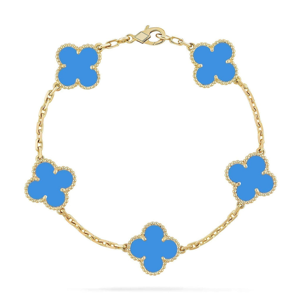 [Aura ]New CLOVER 5 MOTIF BLUE AGATE BRACELET COLLECTION