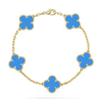 [Aura ]New CLOVER 5 MOTIF BLUE AGATE BRACELET COLLECTION