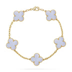 [Aura ]New  CLOVER 5 MOTIF PURPLE CHALCEDONY BRACELET COLLECTION