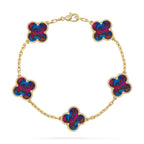 [Aura ]New CLOVER 5 MOTIF COLOR GEMSTONES BRACELET COLLECTION