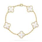 [Aura ]Neue CLOVER WHITE PEARL MOP 5 MOTIV ARMBAND-KOLLEKTION