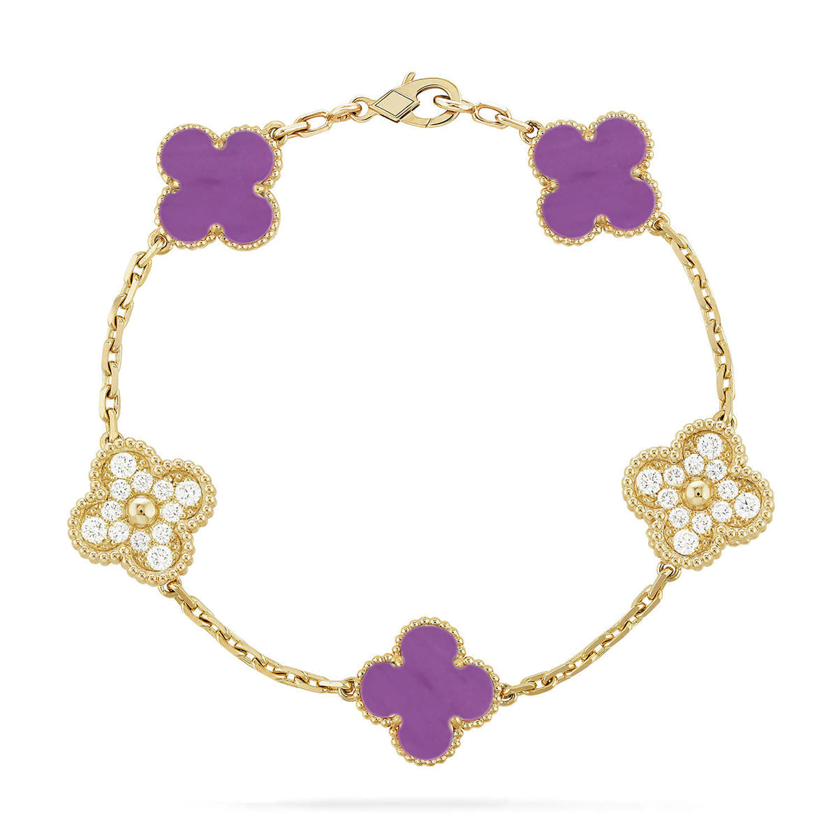 [Aura ]New  CLOVER 5 MOTIF VIOLET BRACELET COLLECTION
