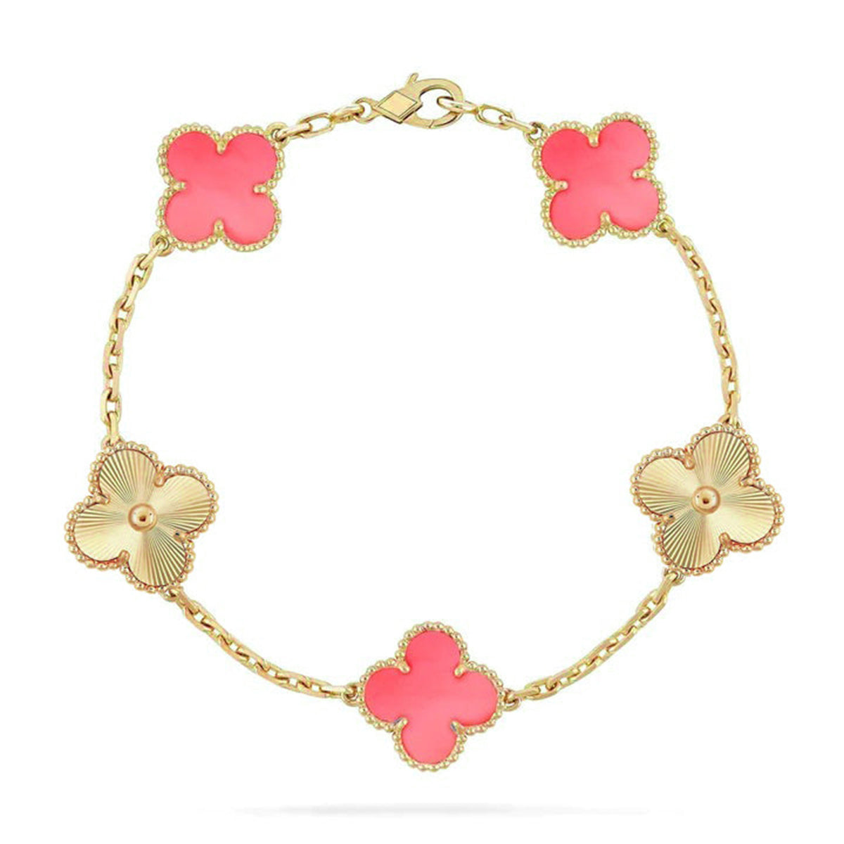 [Aura ]New  CLOVER 5 MOTIFS  PINK MOP BRACELET COLLECTION