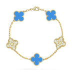 [Aura ]New CLOVER 5 MOTIF BLUE AGATE BRACELET COLLECTION