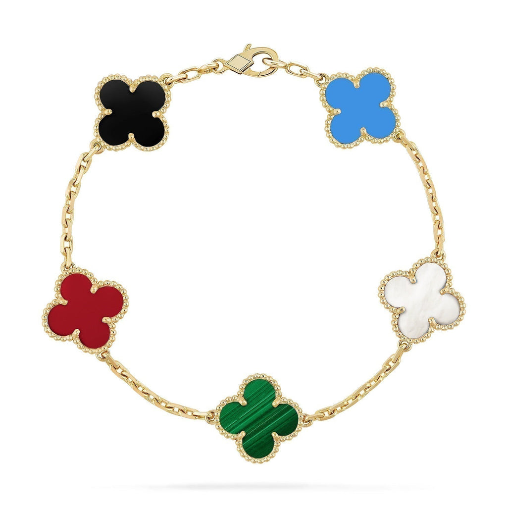 [Aura ]New CLOVER 5 MOTIFS MULTICOLOR BRACELET