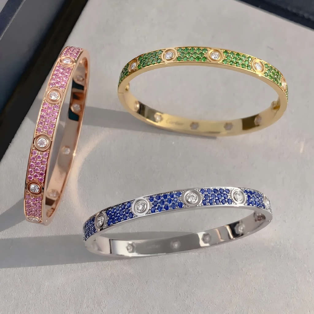 [Aura ] 2026 PAVE GEMSTONE LOVE BRACELET 6.1MM 10 DIAMANTEN