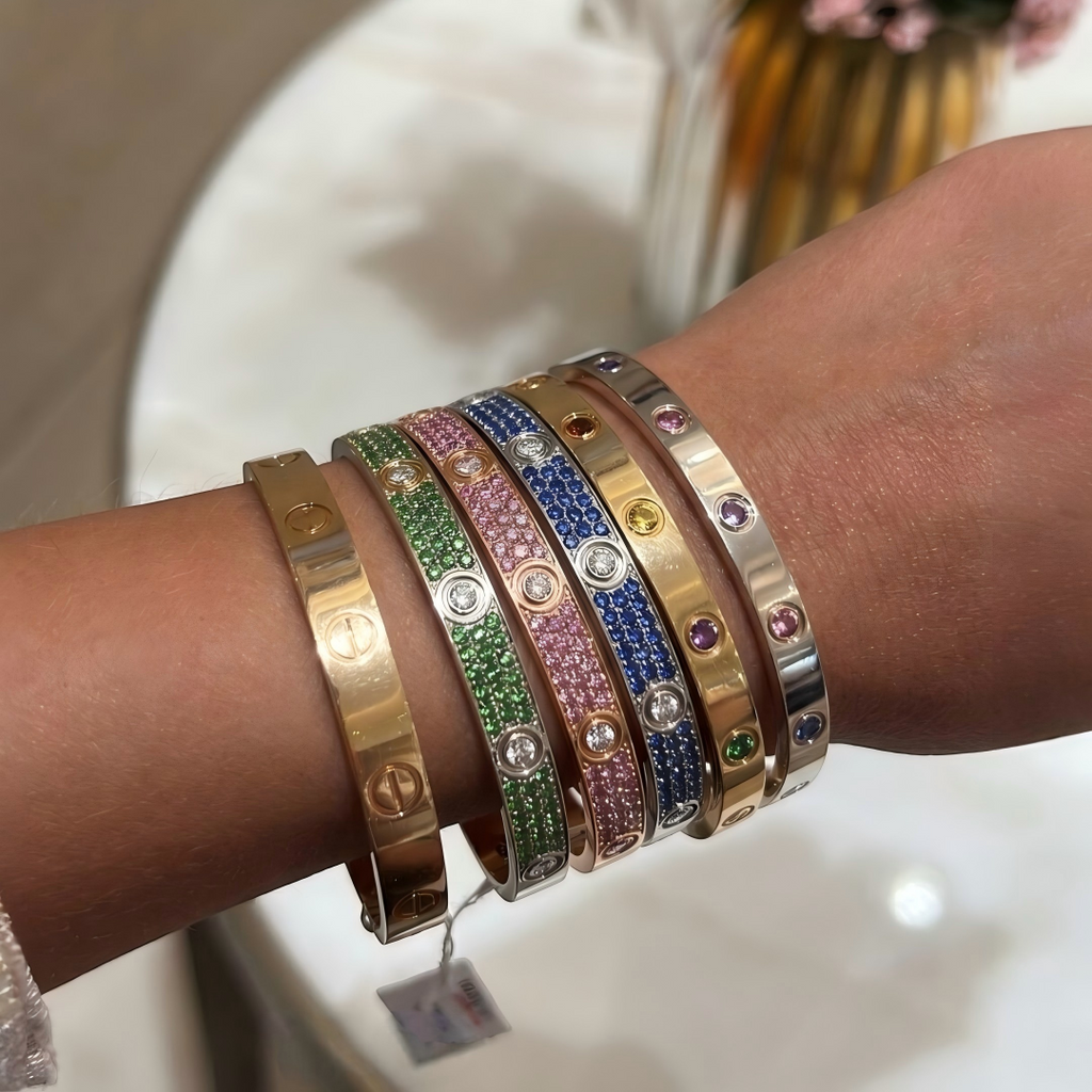 [Aura ] 2026 PAVE GEMSTONE LOVE BRACELET 6.1MM 10 DIAMANTEN