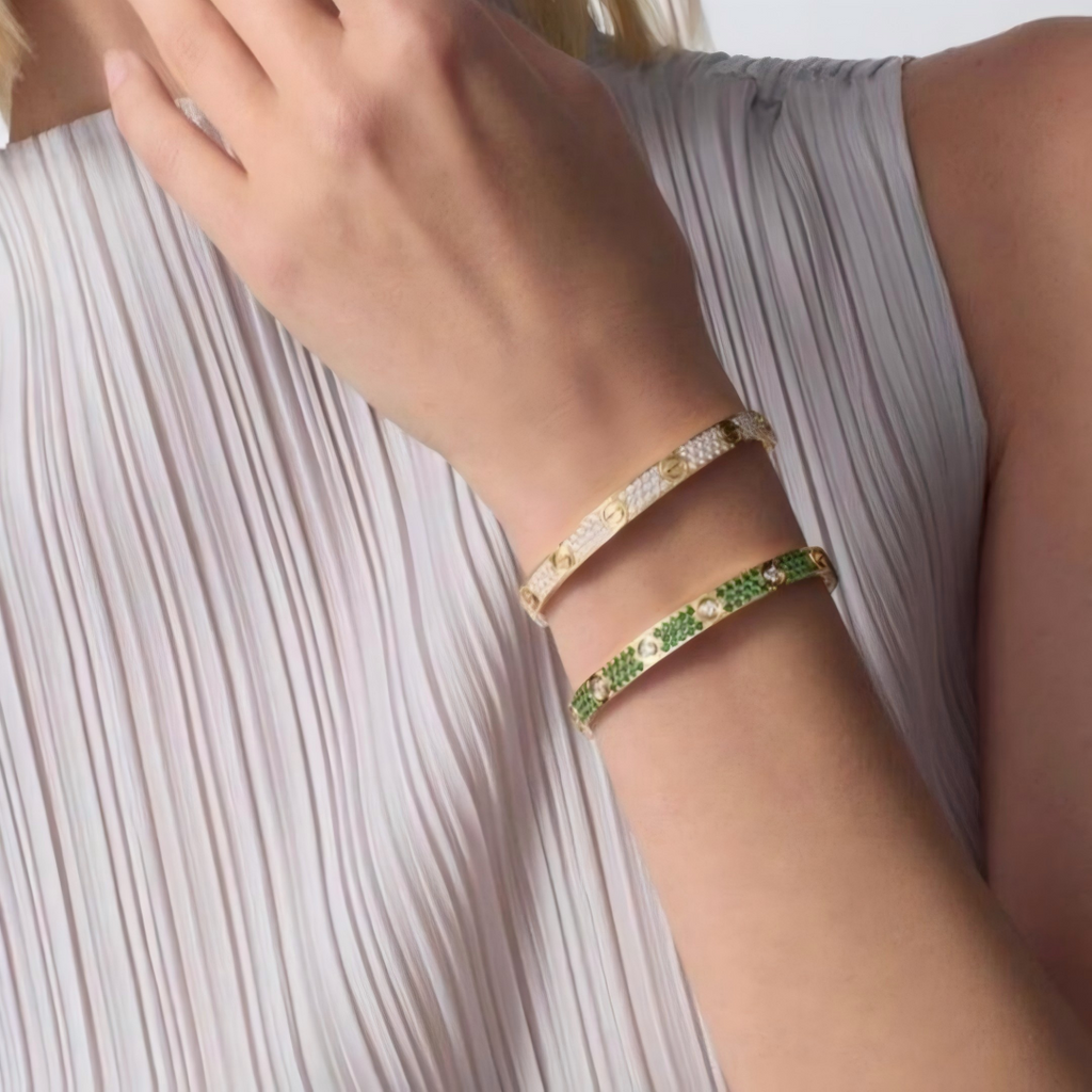 [Aura ] 2026 PAVE GEMSTONE LOVE BRACELET 6.1MM 10 DIAMANTEN
