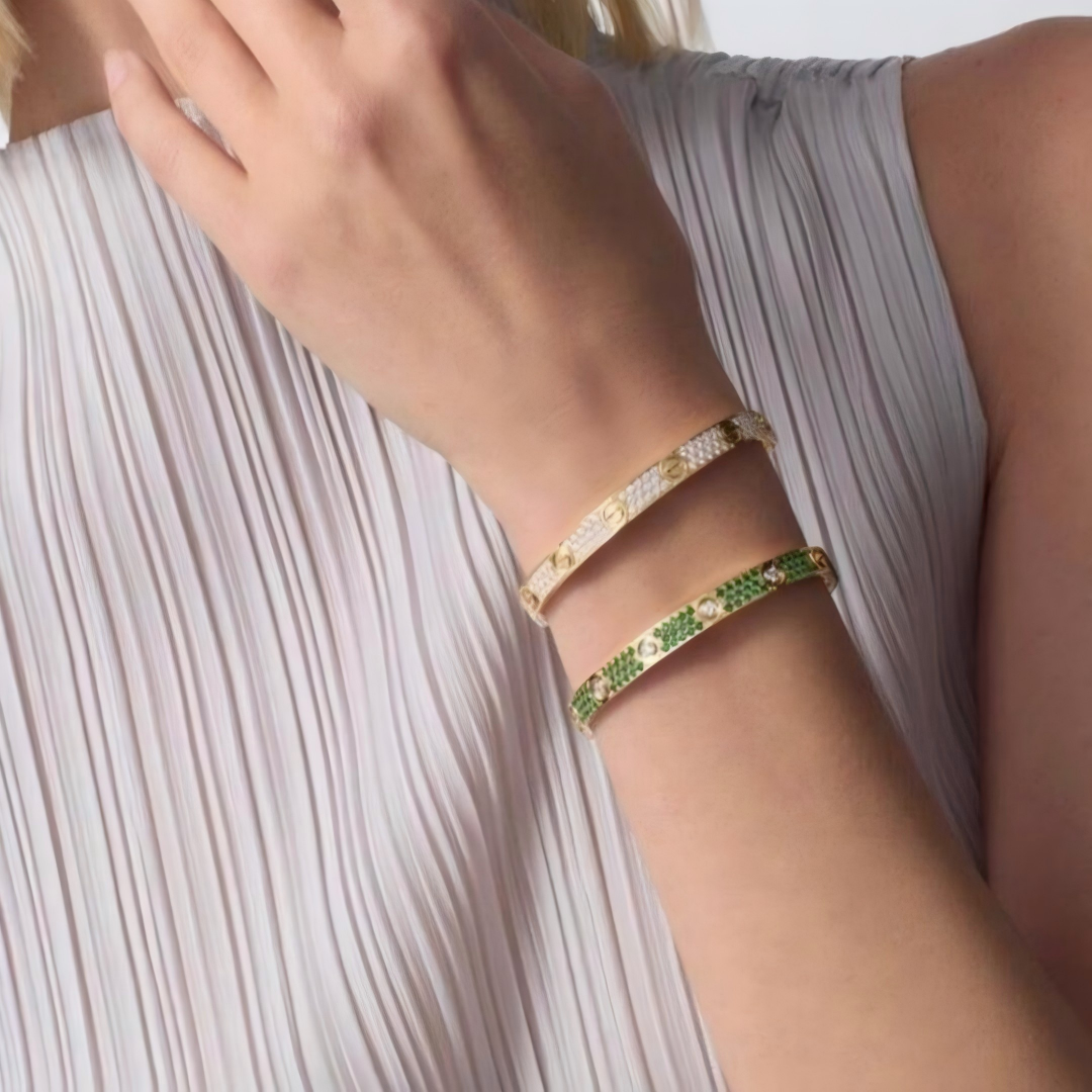 [Aura ] 2026 PAVE GEMSTONE LOVE BRACELET 6.1MM 10 DIAMANTEN