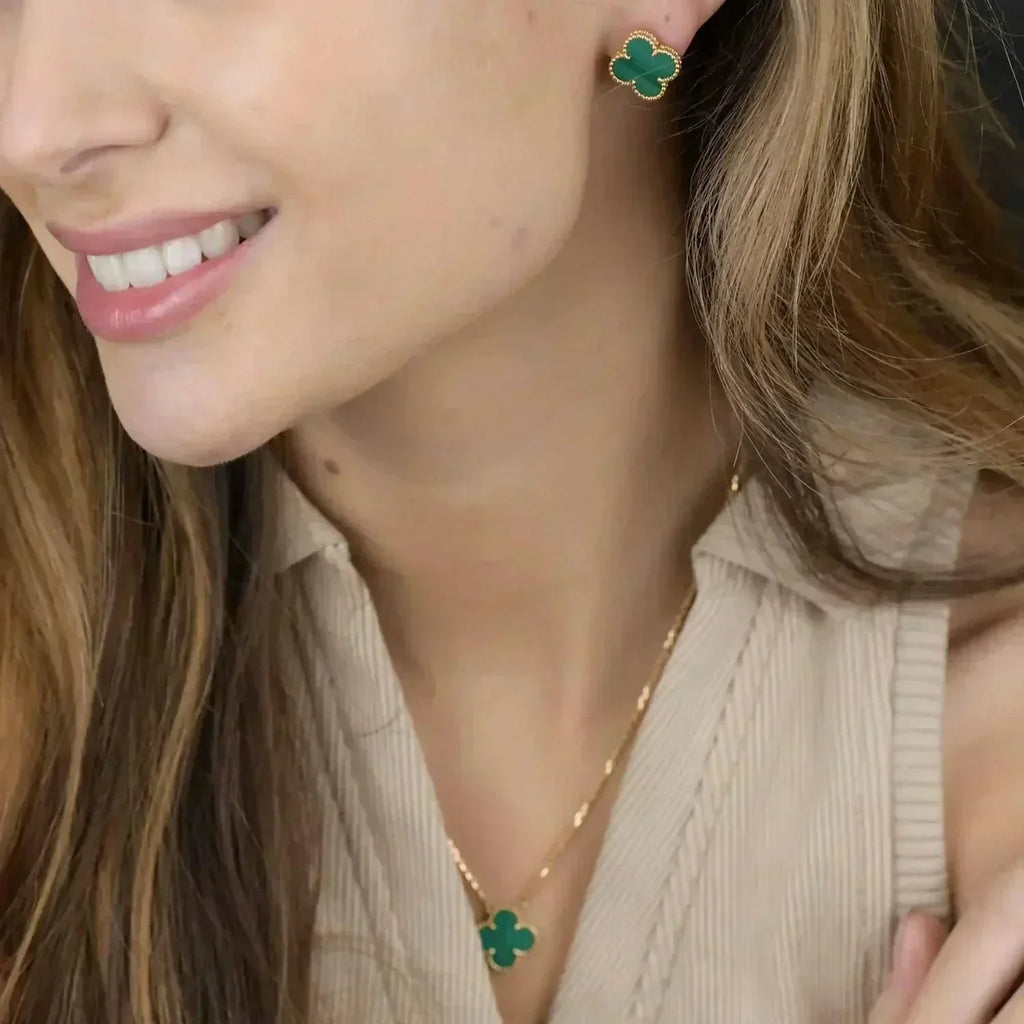 Aura CLOVER MINI 9,5MM MALACHIT OHRRINGE