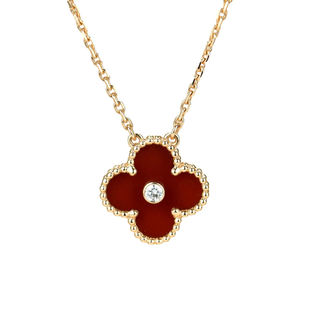Aura CLOVER 15MM DIAMANT KARNEOL HALSKETTE