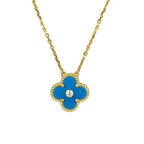 Aura CLOVER 15MM DIAMANT- UND BLAUER ACHAT-HALSKETTE