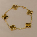 [Aura ]New  CLOVER 5 MOTIFS TIGER EYE BRACELET COLLECTION