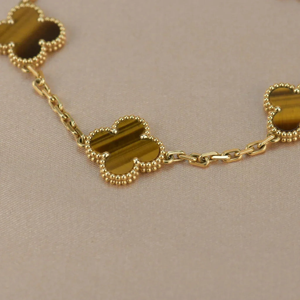 [Aura ]New  CLOVER 5 MOTIFS TIGER EYE BRACELET COLLECTION