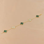[Aura ]New  CLOVER 5 MOTIF MALACHITE BRACELET COLLECTION