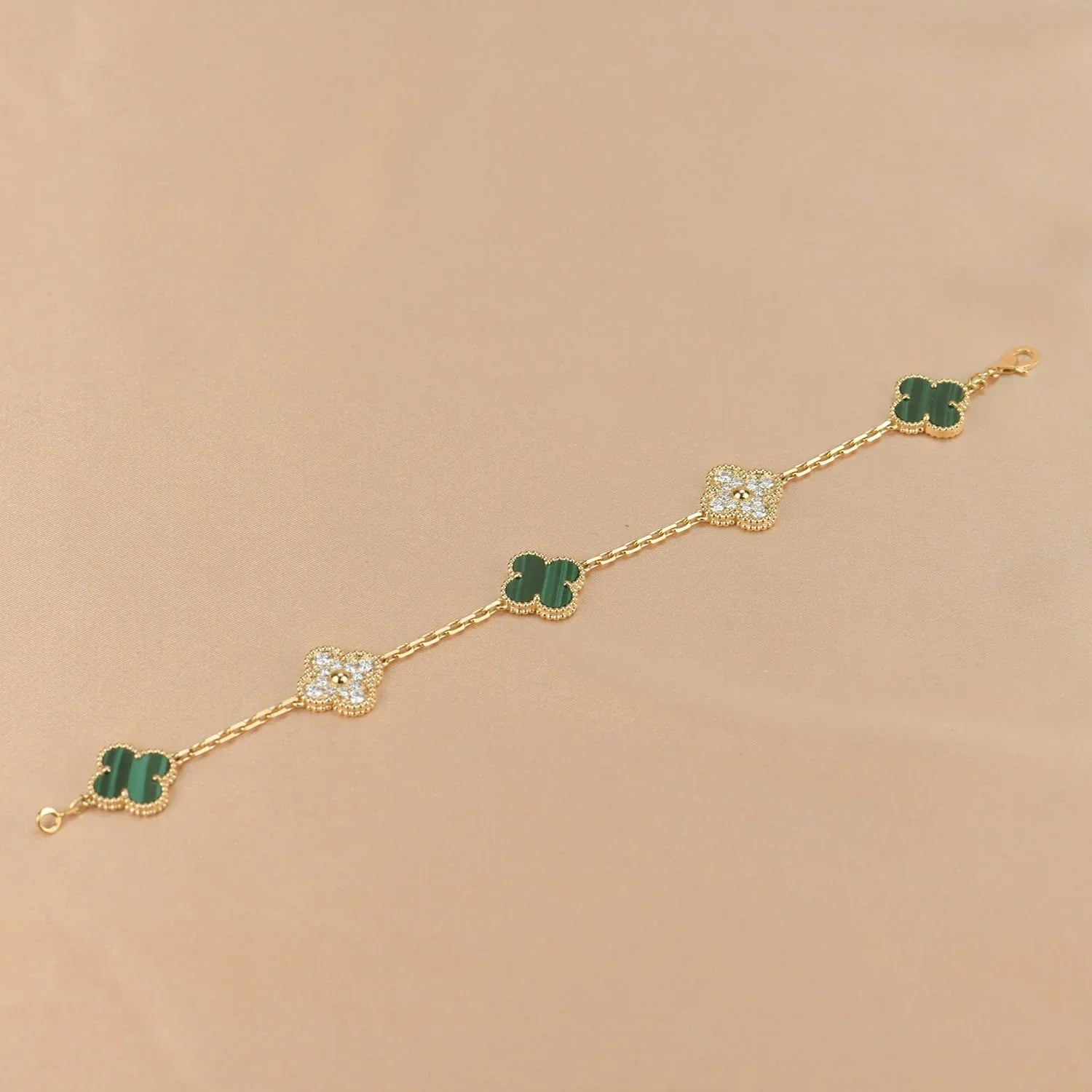 [Aura ]New  CLOVER 5 MOTIF MALACHITE BRACELET COLLECTION