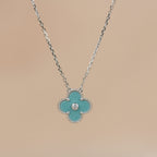 Aura CLOVER 15MM DIAMOND SVRES PORCELAIN  NECKLACE SILVER