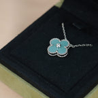 Aura CLOVER 15MM DIAMOND SVRES PORCELAIN  NECKLACE SILVER