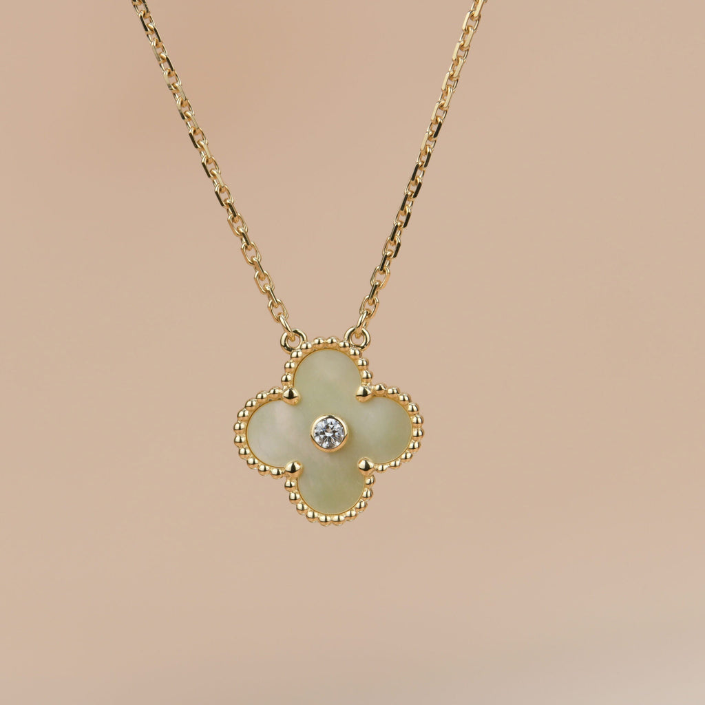 Aura CLOVER 15MM DIAMANT GOLD PERLMUTT HALSKETTE