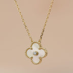 Aura CLOVER 15MM DIAMANT GOLD PERLMUTT HALSKETTE
