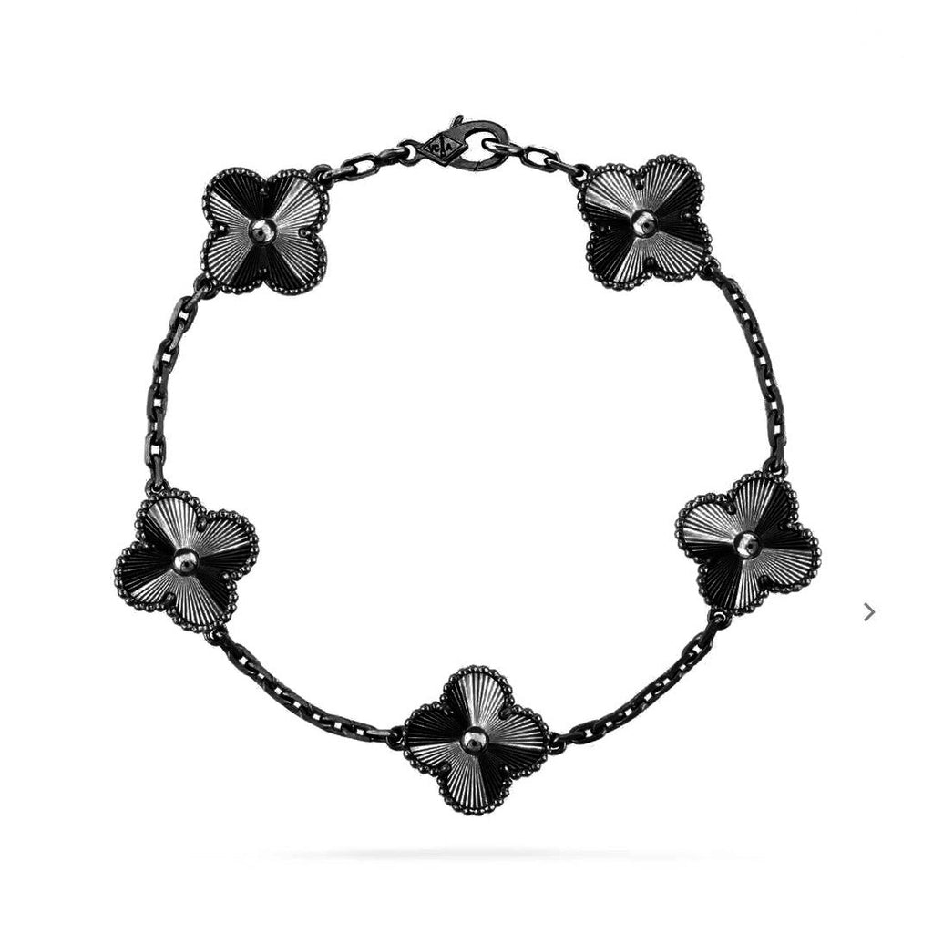 [Aura ]Neues CLOVER 5 MOTIV SCHWARZES ARMBAND