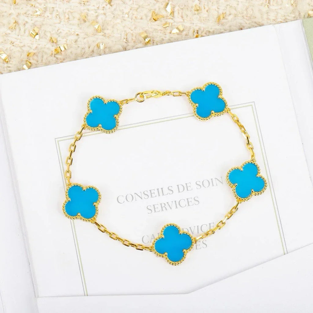 [Aura ]New  CLOVER 5 MOTIF TURQUOISE BRACELET COLLECTION