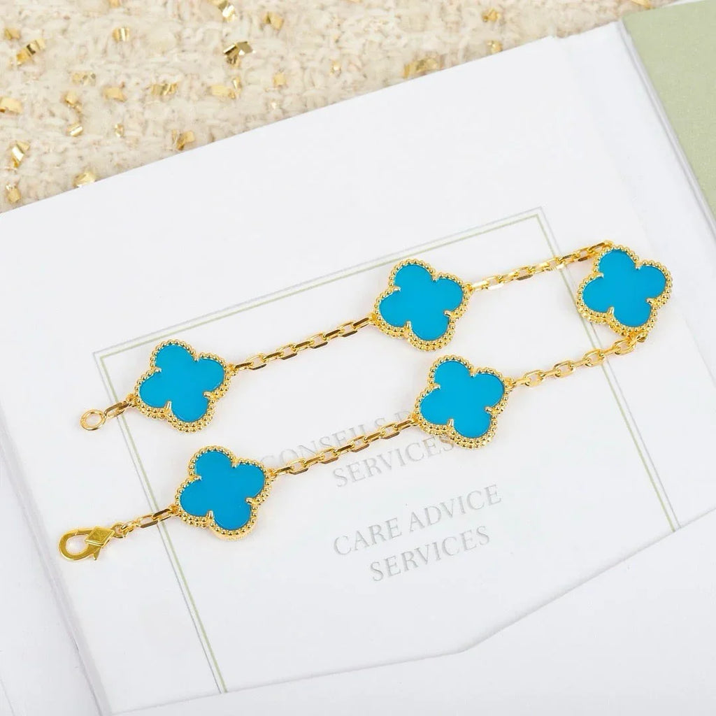[Aura ]New  CLOVER 5 MOTIF TURQUOISE BRACELET COLLECTION