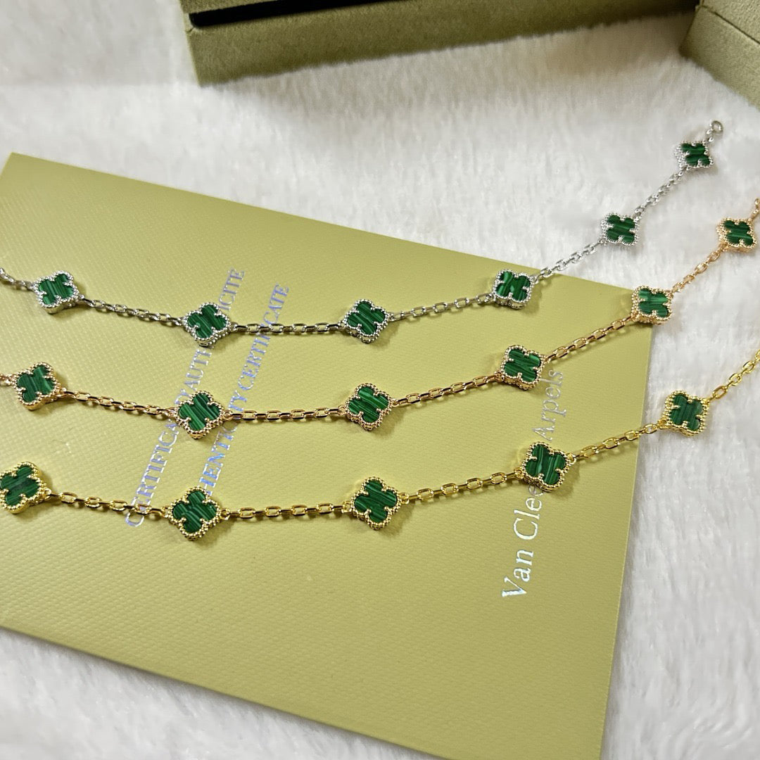 [Aura ]CLOVER 6 MOTIF MALACHITE BRACELET