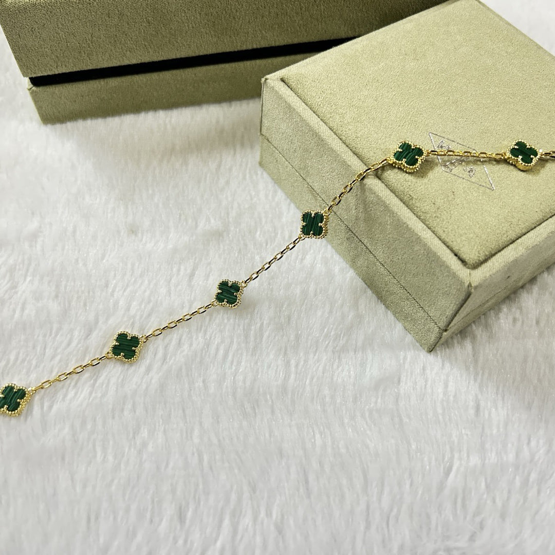 [Aura ]CLOVER 6 MOTIF MALACHITE BRACELET