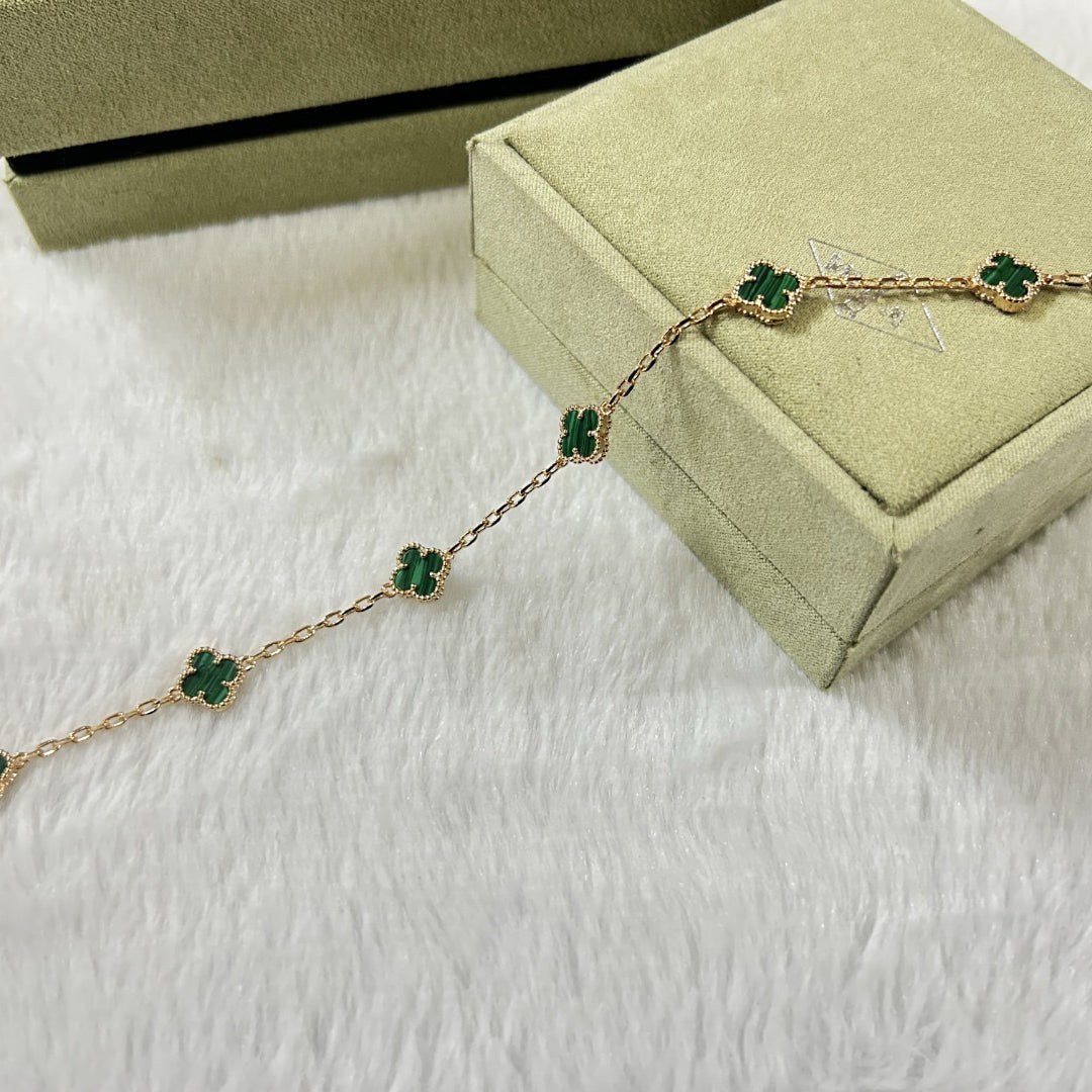 [Aura ]CLOVER 6 MOTIF MALACHITE BRACELET