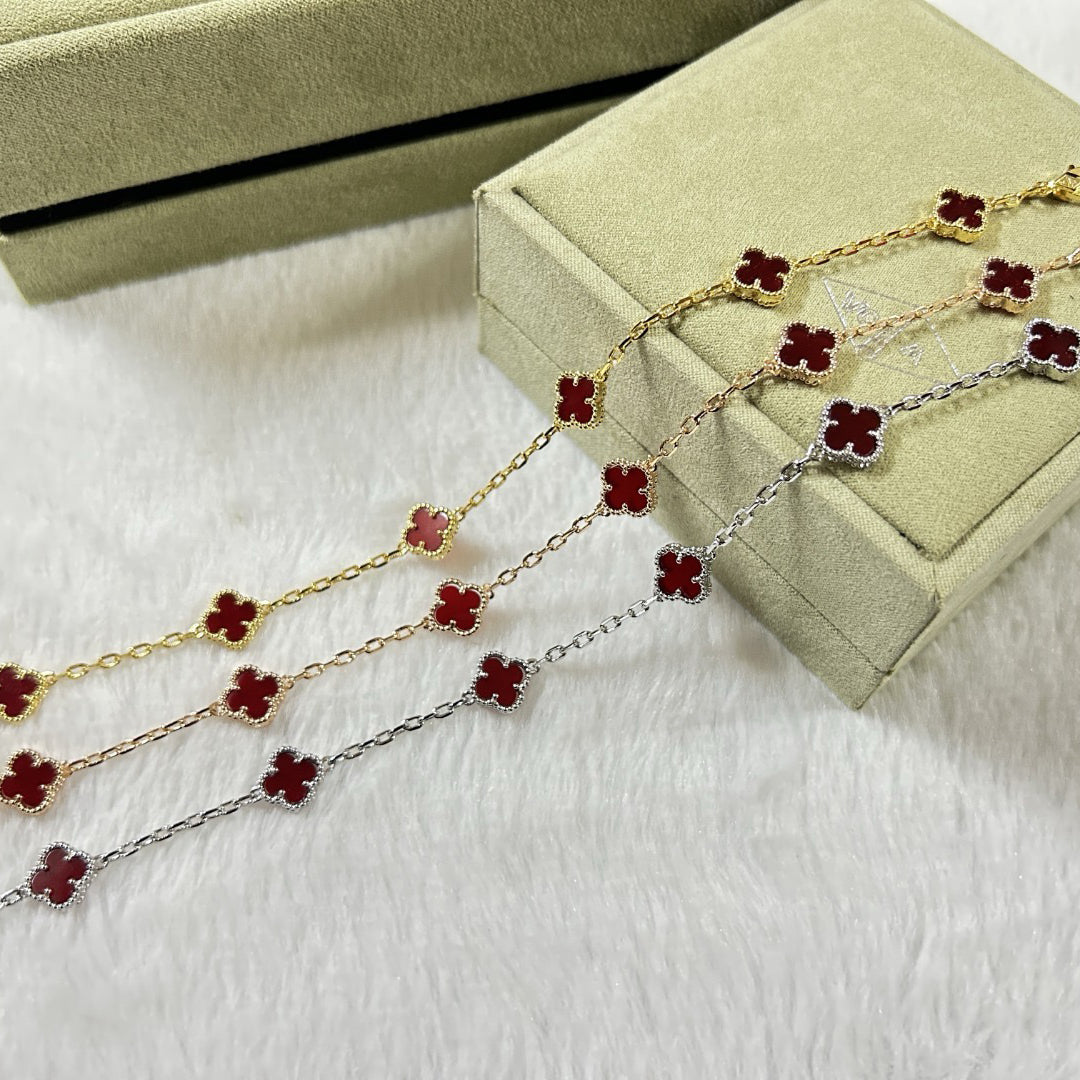 [Aura ]CLOVER 6 MOTIF RED AGATE BRACELET