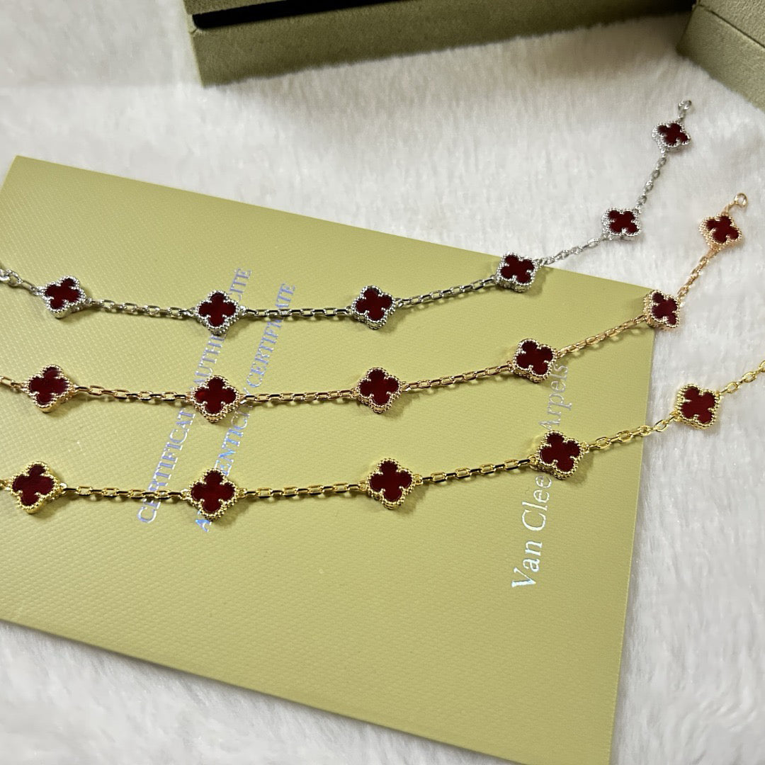 [Aura ]CLOVER 6 MOTIF RED AGATE BRACELET