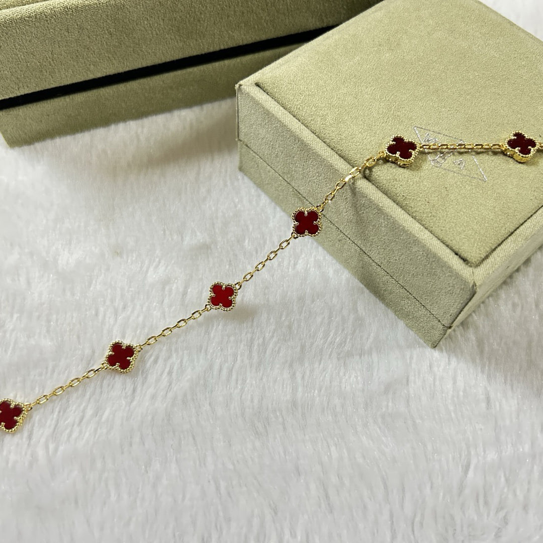 [Aura ]CLOVER 6 MOTIF RED AGATE BRACELET