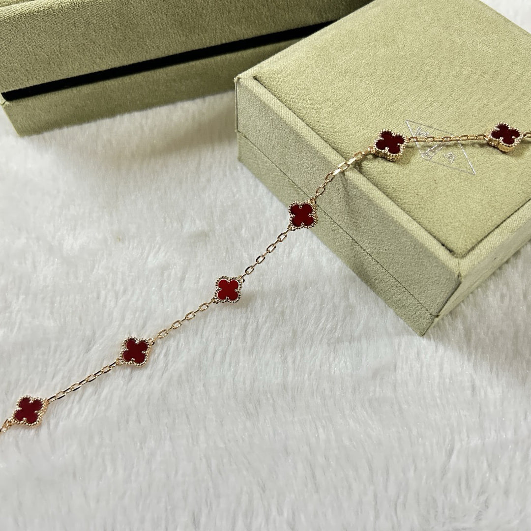 [Aura ]CLOVER 6 MOTIF RED AGATE BRACELET