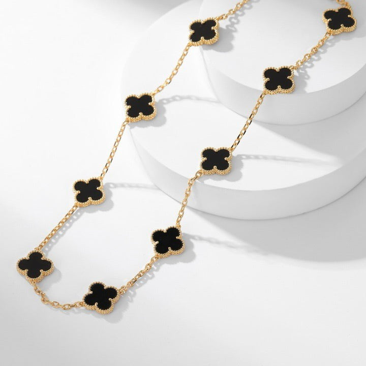 Aura CLOVER 10 MOTIFS ONYX NECKLACE