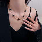 Aura CLOVER 10 MOTIFS ONYX NECKLACE