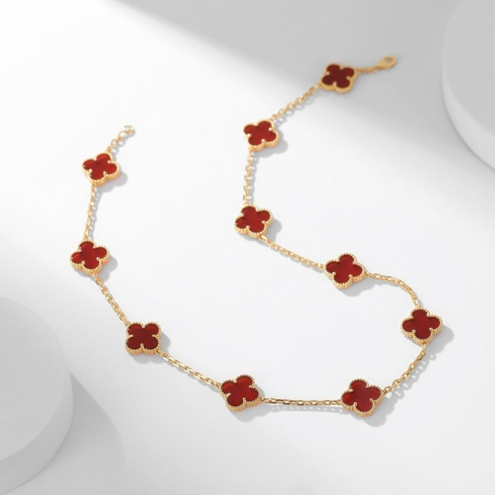 Aura CLOVER 10 MOTIFS CARNELIAN NECKLACE