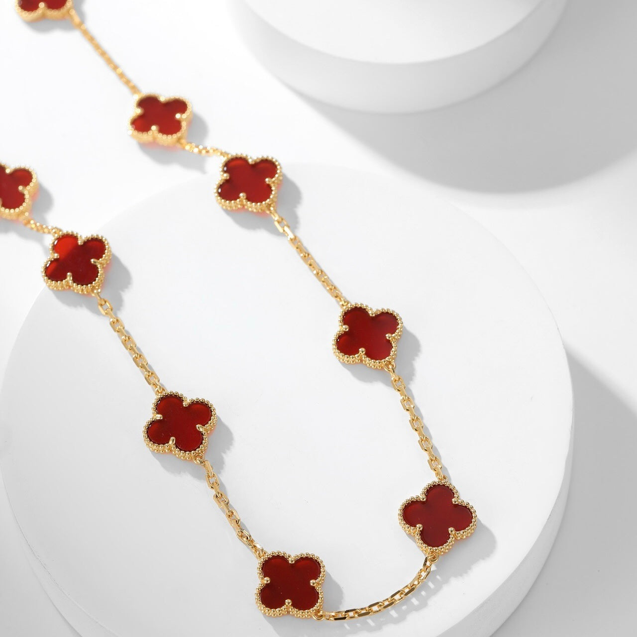 Aura CLOVER 10 MOTIFS CARNELIAN NECKLACE